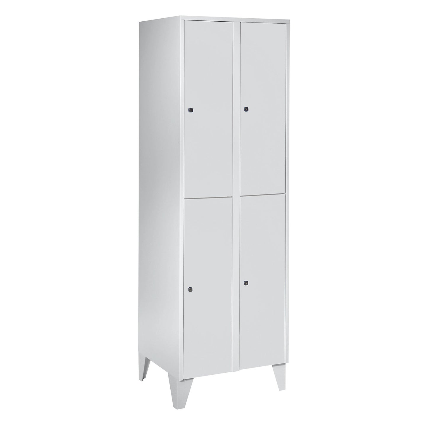 München double deck clothes locker, 2 compartments, W 600 mm, light grey, with feet.