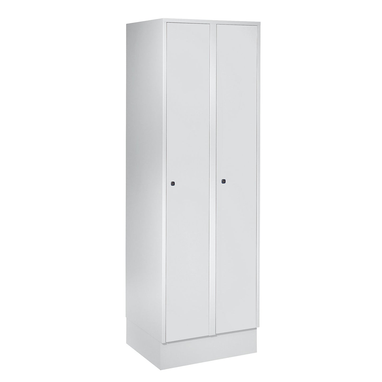 Munich locker, 2 compartments, light grey, W 600 mm, with base plinth.