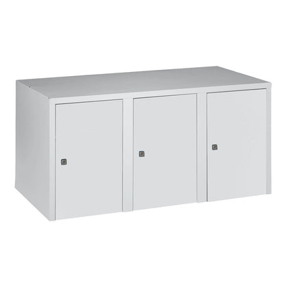 Munich add-on cupboard, 3 compartments, light grey, width 900 mm.