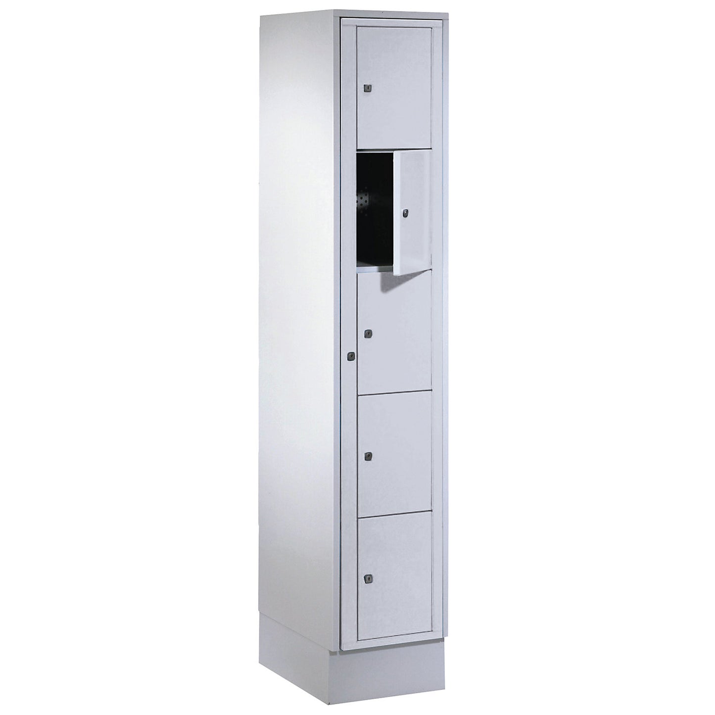 Laundry cabinet, HxWxD 1800 x 350 x 500 mm, 5 compartments, light grey/light grey.