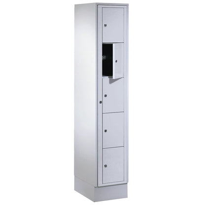 Laundry cabinet, HxWxD 1800 x 350 x 500 mm, 5 compartments, light grey/light grey.