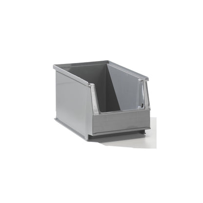 Open fronted storage bin made of recycled PE, LxWxH 230 x 140 x 130 mm, grey, pack of 25.