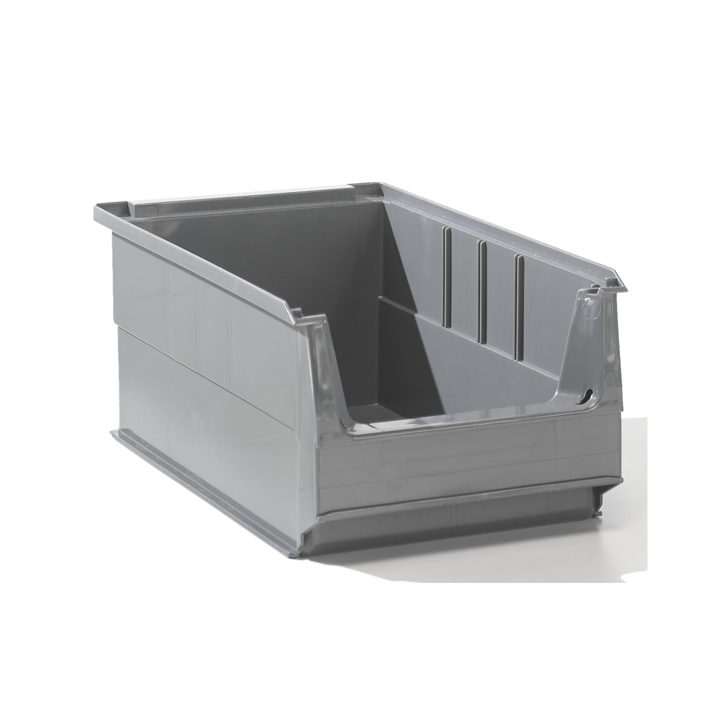 Open fronted storage bin made of recycled PE, LxWxH 350 x 205 x 145 mm, grey, pack of 14.