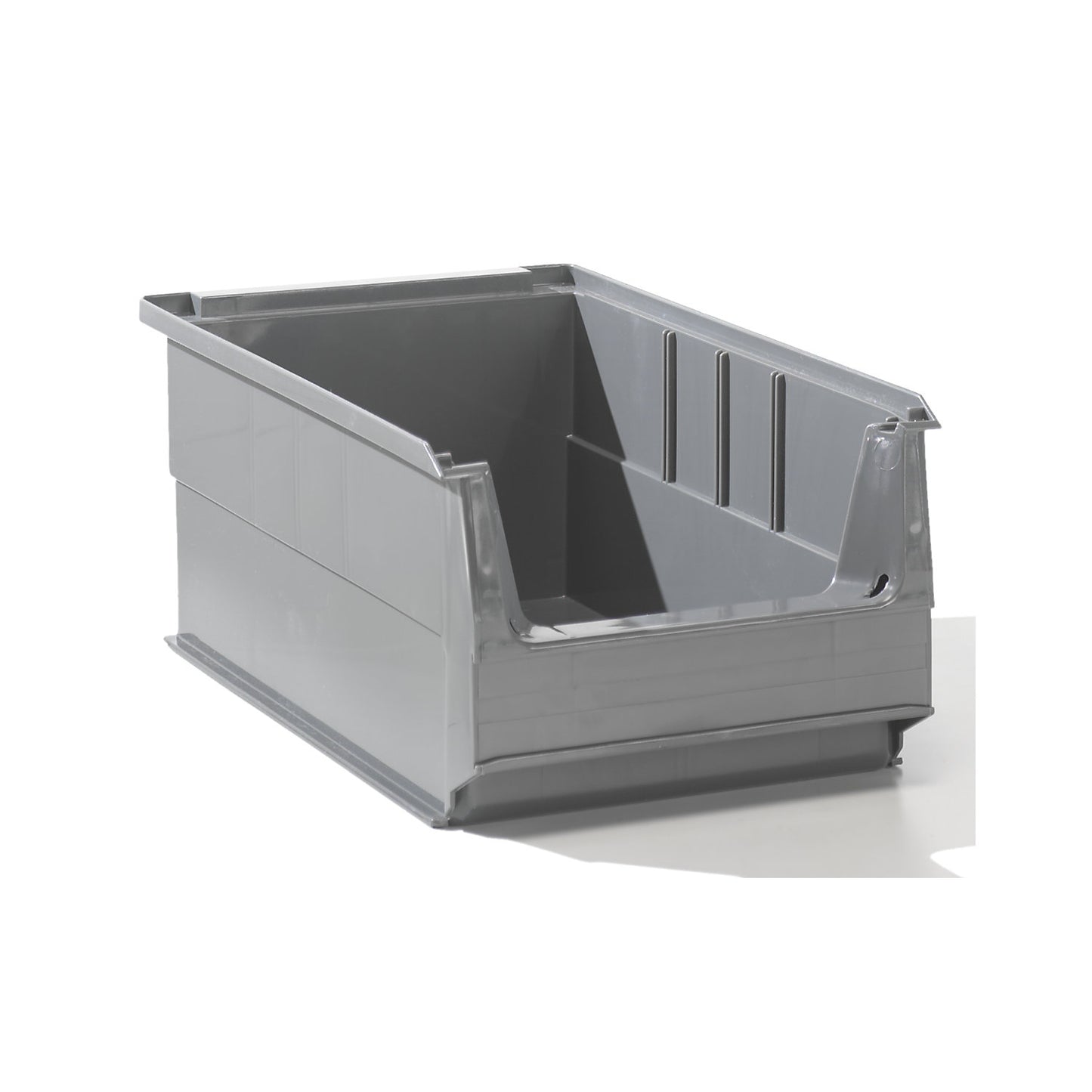Open fronted storage bin made of recycled PE, LxWxH 350 x 205 x 145 mm, grey, pack of 28.