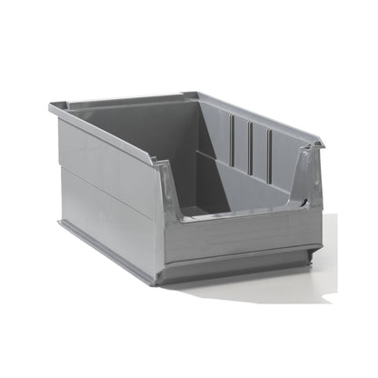 Open fronted storage bin made of recycled PE, LxWxH 350 x 205 x 145 mm, grey, pack of 28.
