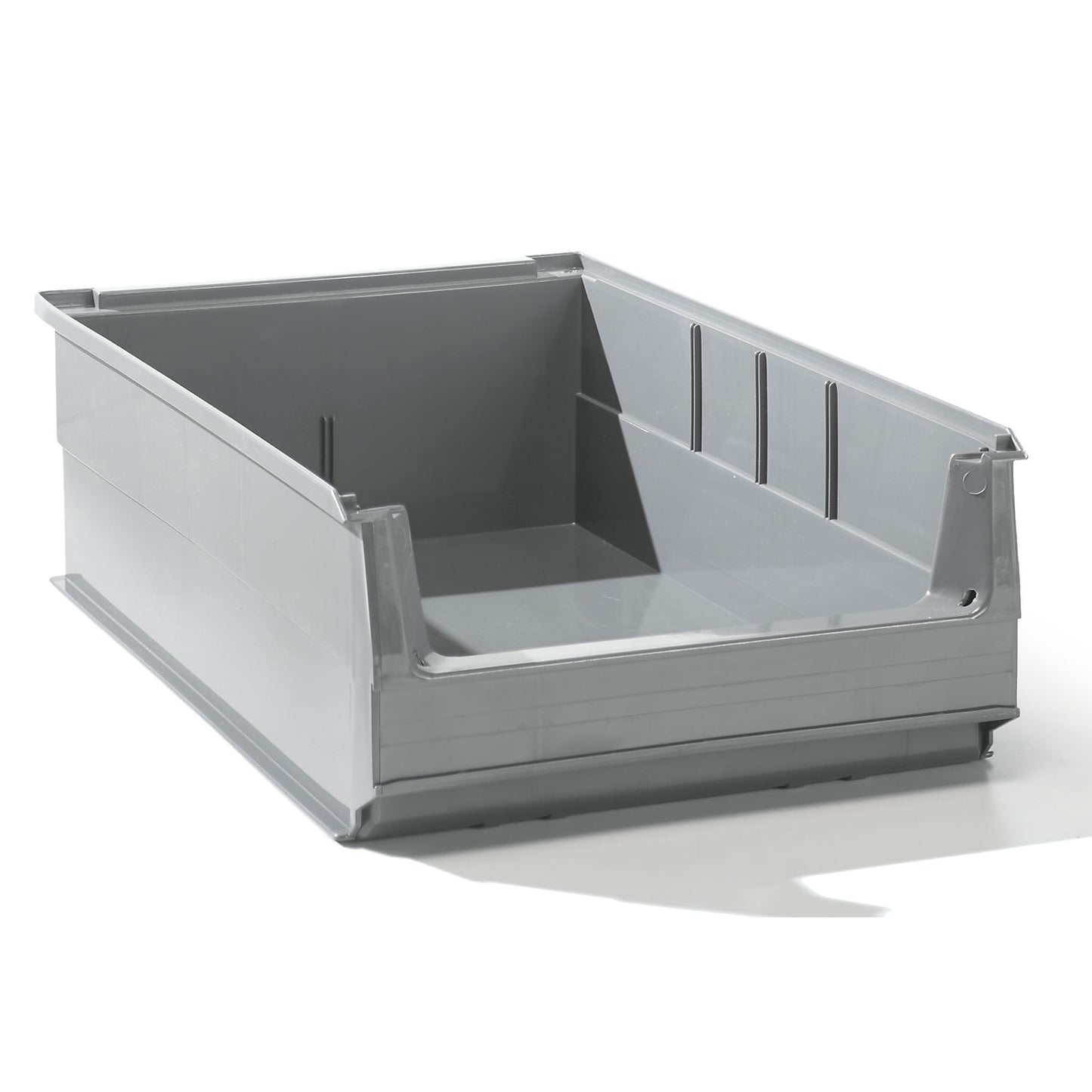 Open fronted storage bin made of recycled PE, LxWxH 500 x 305 x 145 mm, grey, pack of 28.