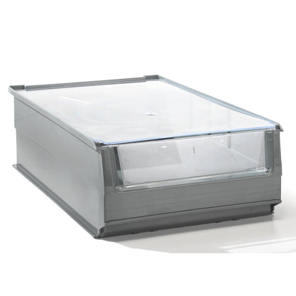 Open fronted storage bin made of recycled PE, LxWxH 500 x 305 x 145 mm, grey, pack of 28.