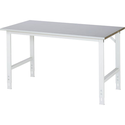 Work table, height adjustable, frame 60 x 30 mm, sheet steel panel, WxD 1500 x 800 mm, light grey.