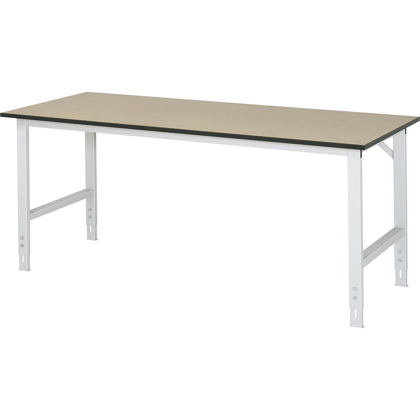 Work table, height adjustable, frame 60 x 30 mm, MDF panel, WxD 2000 x 800 mm, light grey.