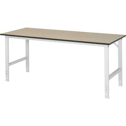 Work table, height adjustable, frame 60 x 30 mm, MDF panel, WxD 2000 x 800 mm, light grey.