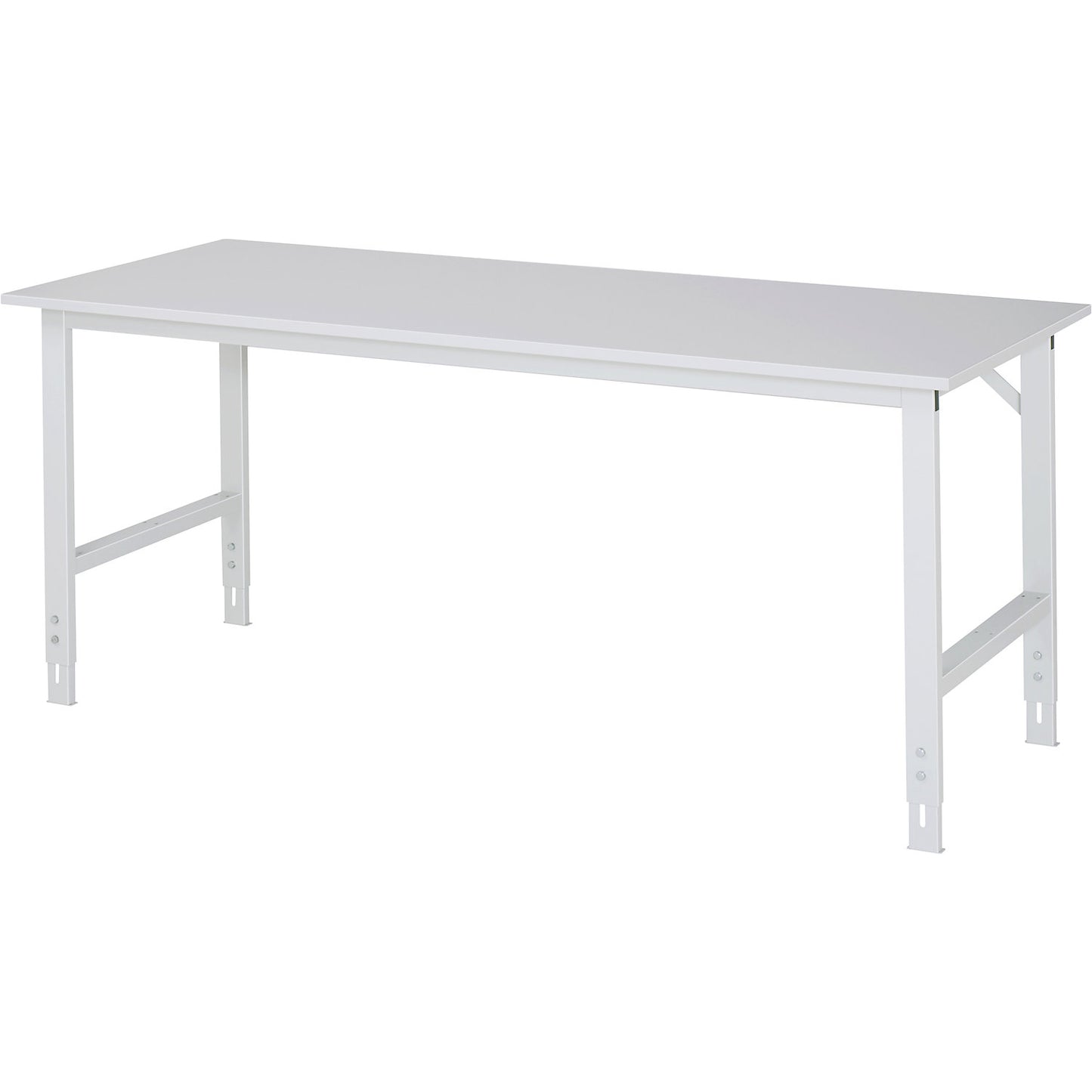 Work table, height adjustable, frame 60 x 30 mm, melamine coated panel, WxD 2000 x 800 mm, light grey.