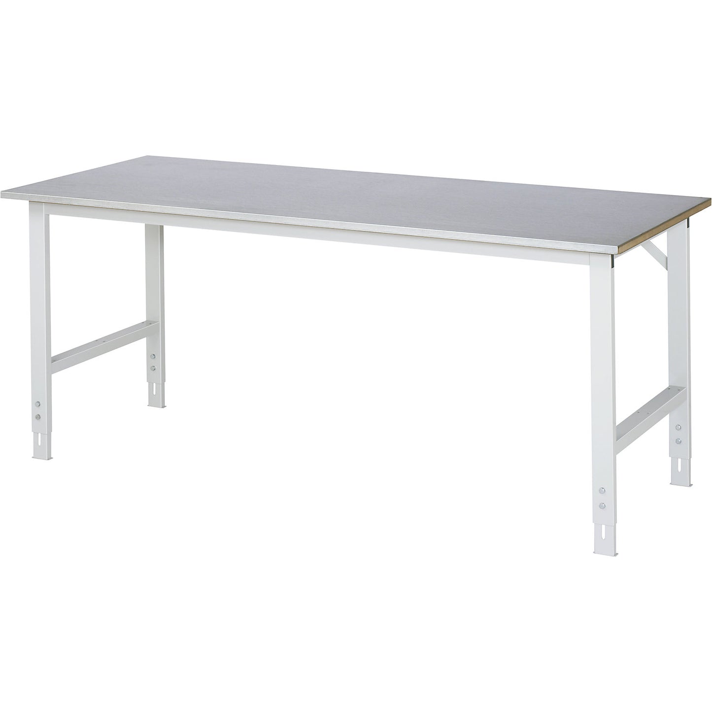 Work table, height adjustable, frame 60 x 30 mm, sheet steel panel, WxD 2000 x 800 mm, light grey.