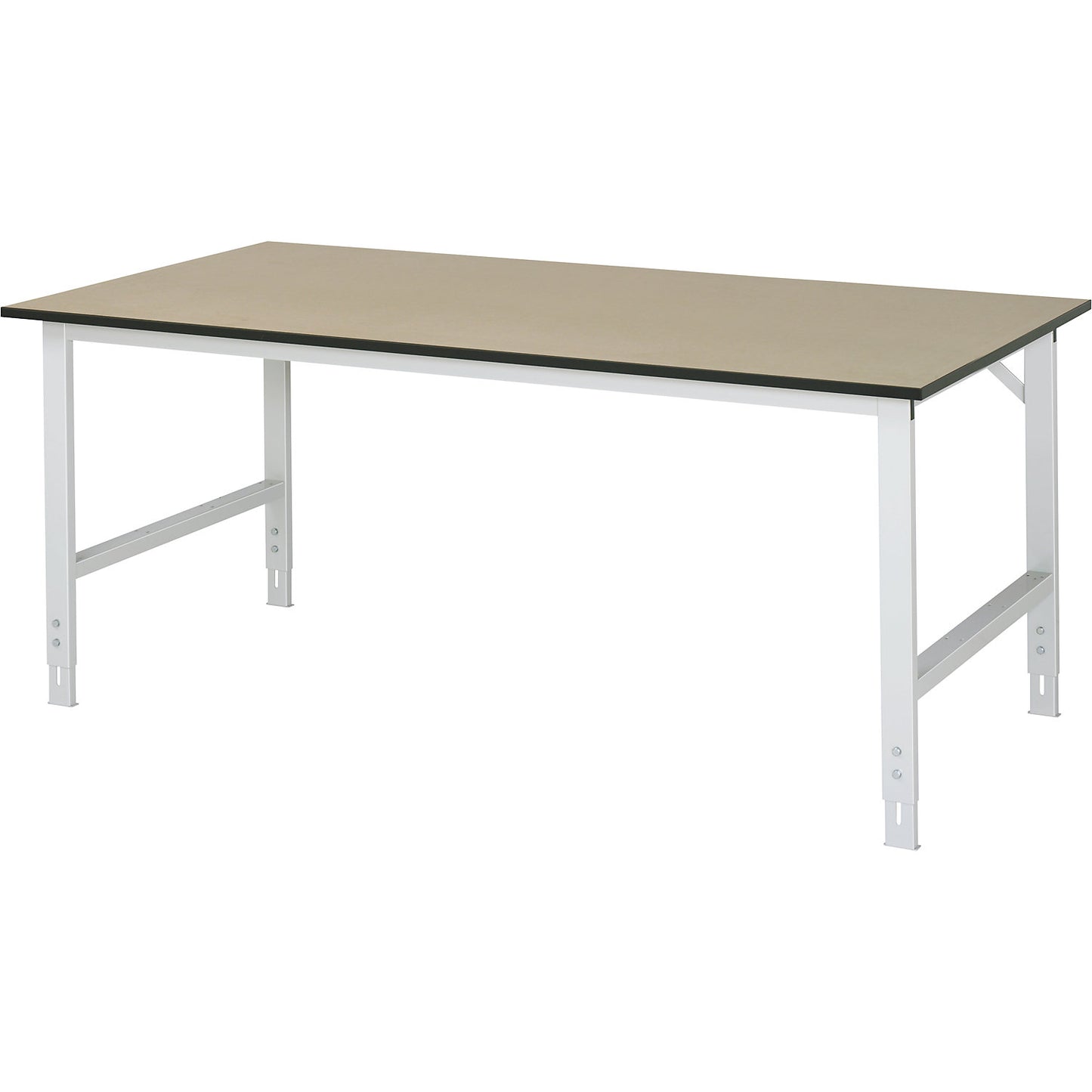 Work table, height adjustable, frame 60 x 30 mm, MDF panel, WxD 2000 x 1000 mm, light grey.