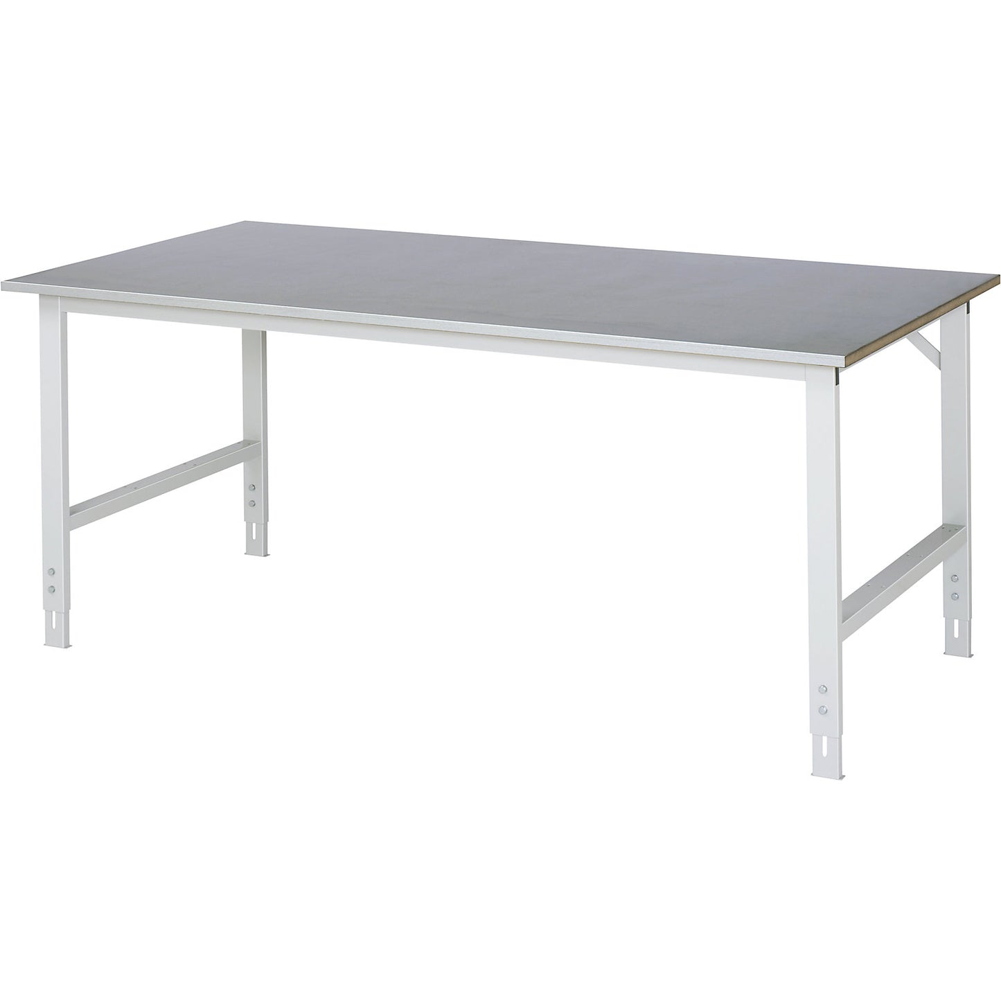 Work table, height adjustable, frame 60 x 30 mm, sheet steel panel, WxD 2000 x 1000 mm, light grey.