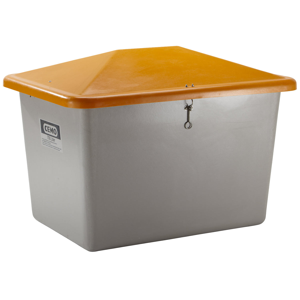 Grit container made of GRP, capacity 700 l, without dispenser opening, grey container.