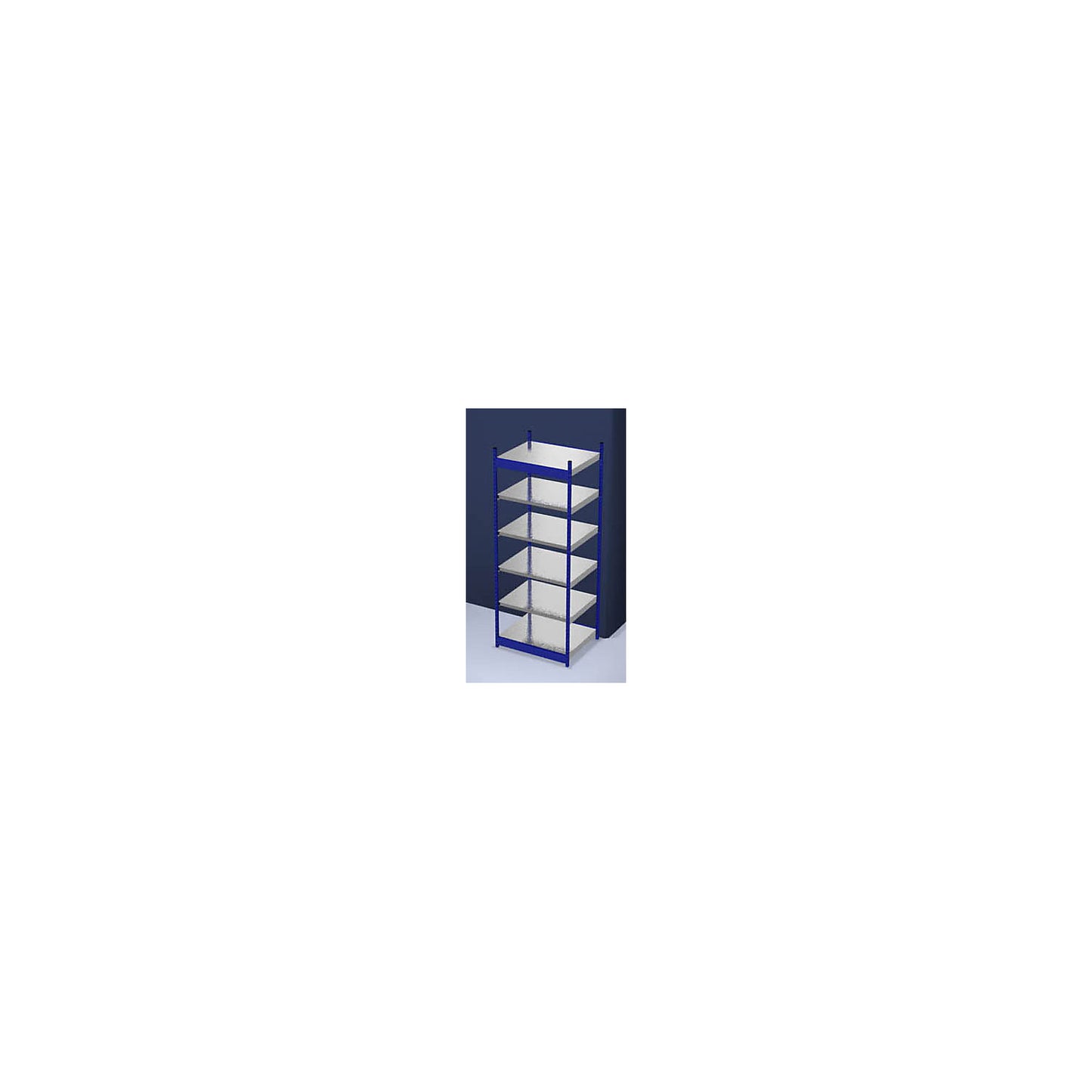 Stable boltless shelf unit, single sided, shelf unit height 2500 mm, blue / zinc-plated, shelf width 1025 mm, basic shelf unit, width x depth 1025 x 800 mm.