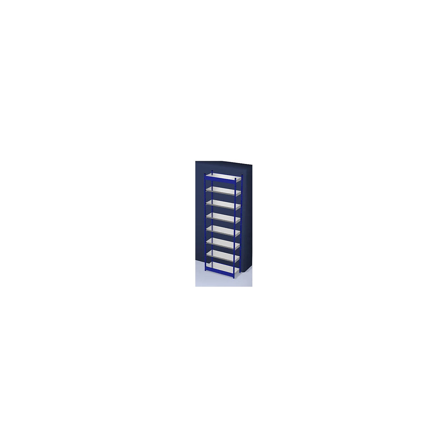 Stable boltless shelf unit, single sided, shelf unit height 3000 mm, blue / zinc-plated, shelf width 1025 mm, basic shelf unit, width x depth 1025 x 400 mm.