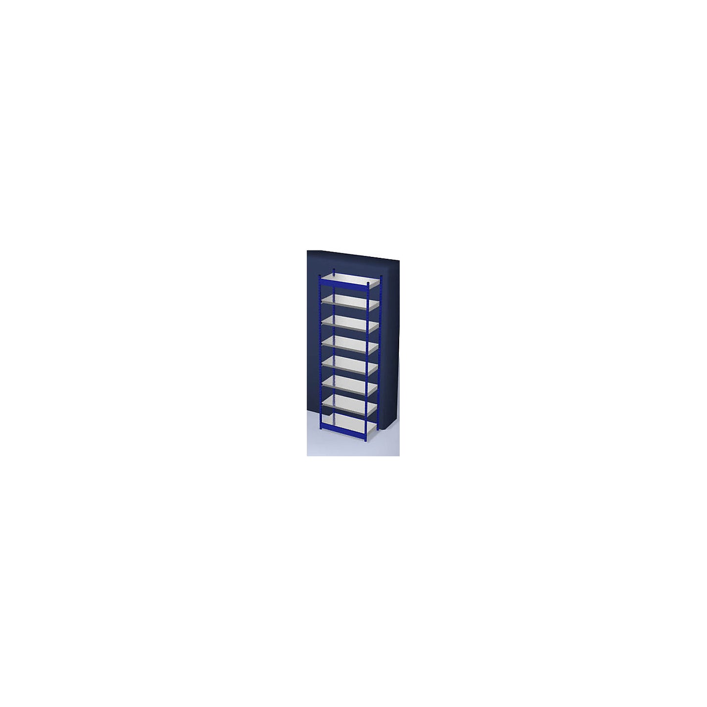 Stable boltless shelf unit, single sided, shelf unit height 3000 mm, blue / zinc-plated, shelf width 1025 mm, basic shelf unit, width x depth 1025 x 500 mm.