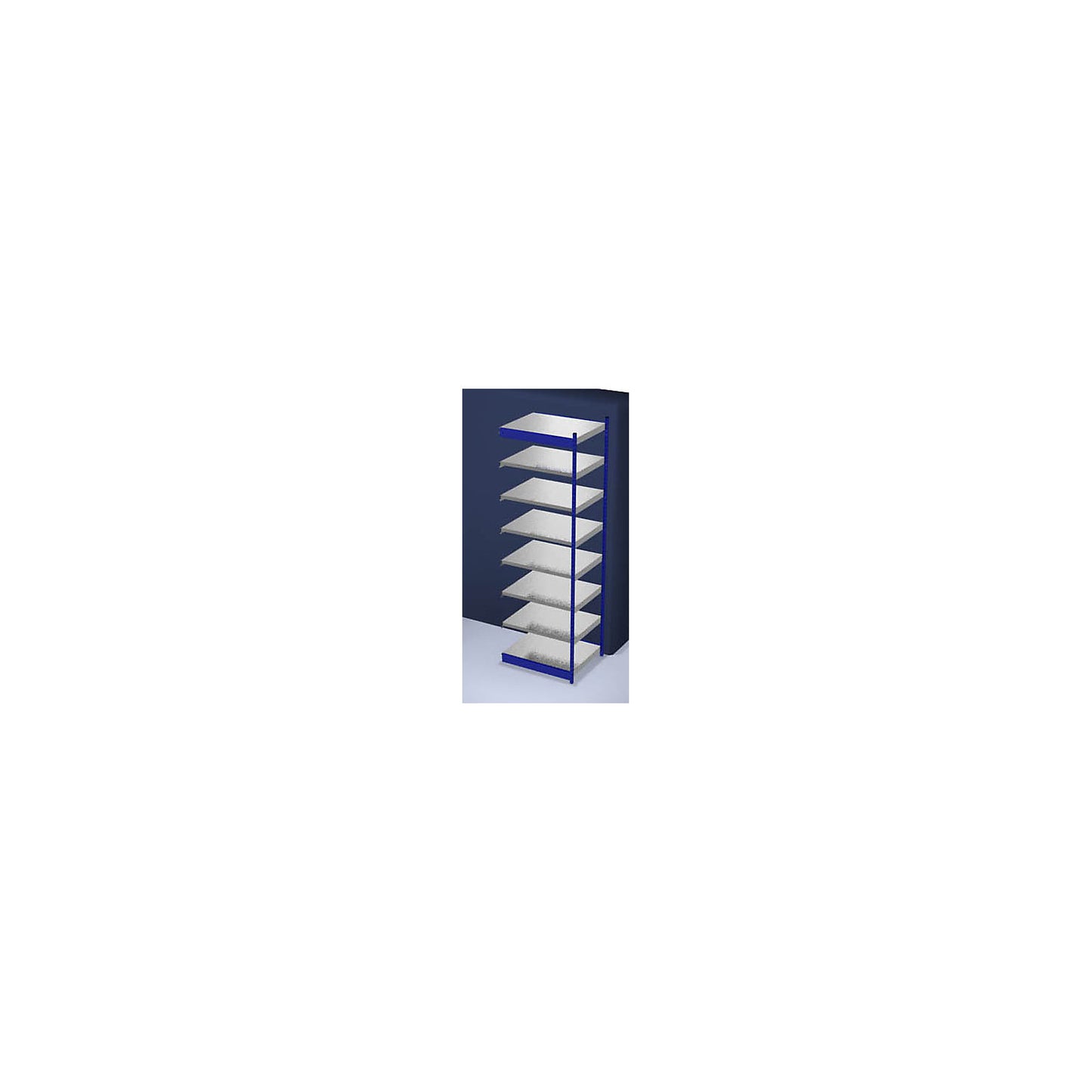 Stable boltless shelf unit, single sided, shelf unit height 3000 mm, blue / zinc-plated, shelf width 1025 mm, extension shelf unit, width x depth 1025 x 800 mm.