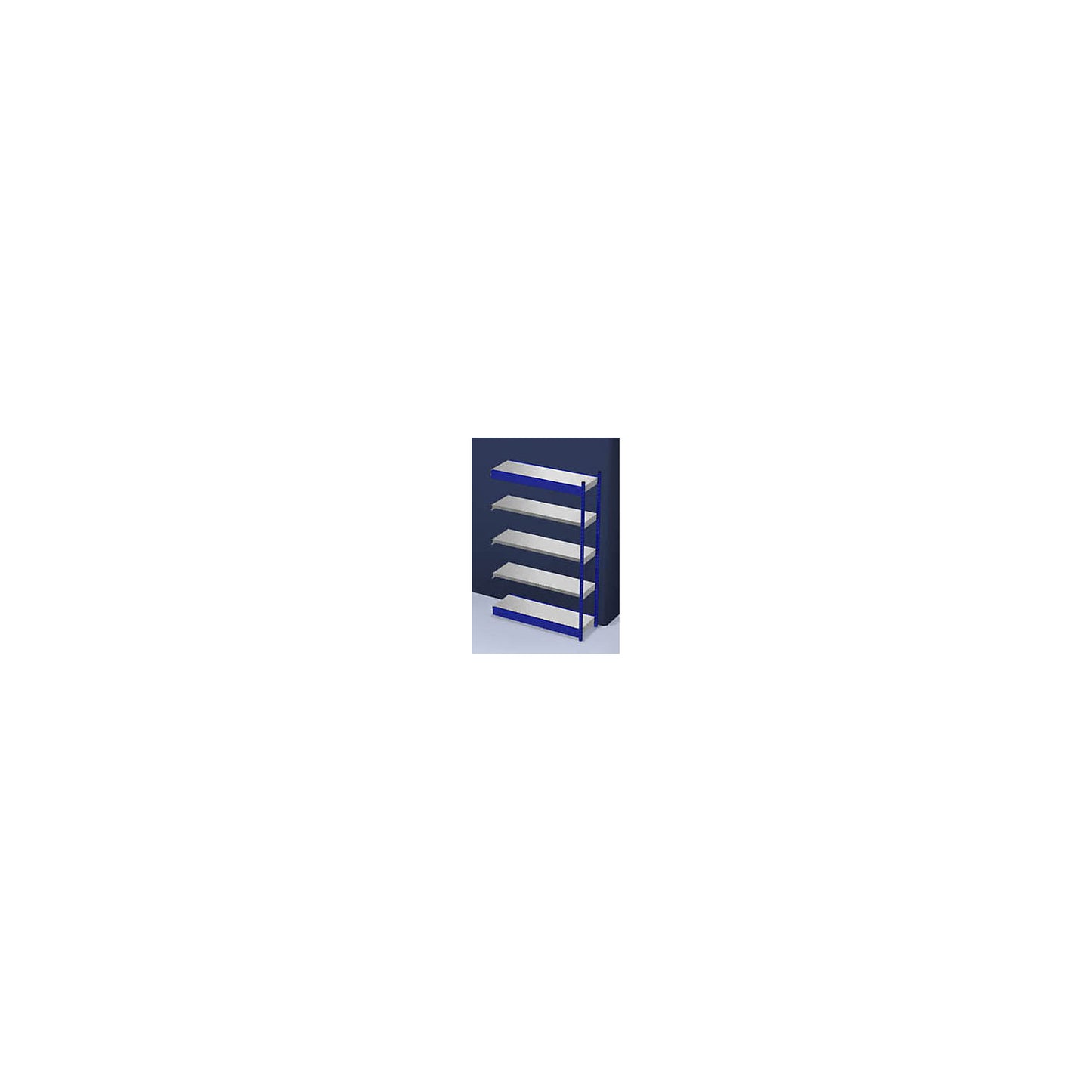 Stable boltless shelf unit, single sided, shelf unit height 2000 mm, blue / zinc-plated, shelf width 1325 mm, extension shelf unit, width x depth 1325 x 400 mm.