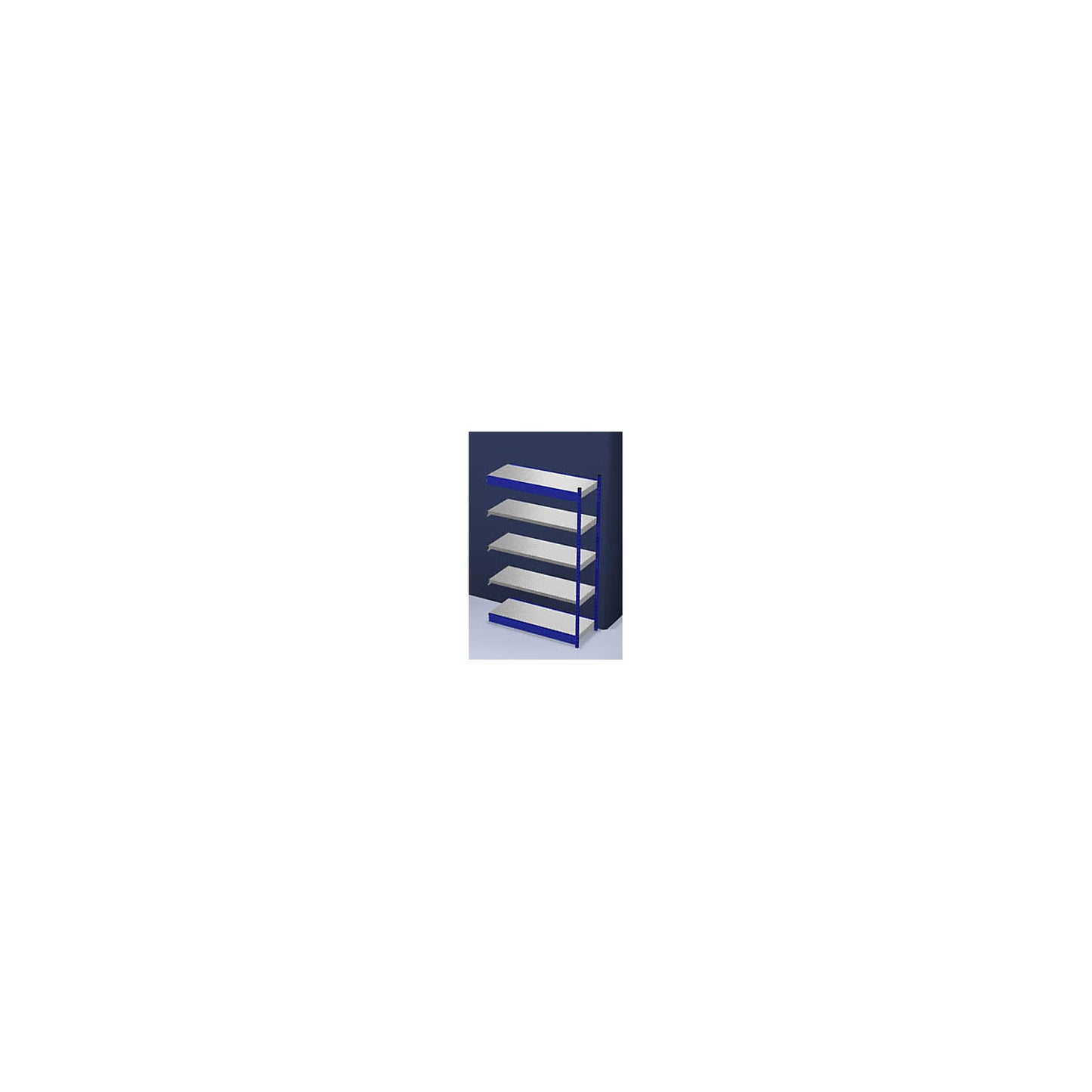 Stable boltless shelf unit, single sided, shelf unit height 2000 mm, blue / zinc-plated, shelf width 1325 mm, extension shelf unit, width x depth 1325 x 500 mm.