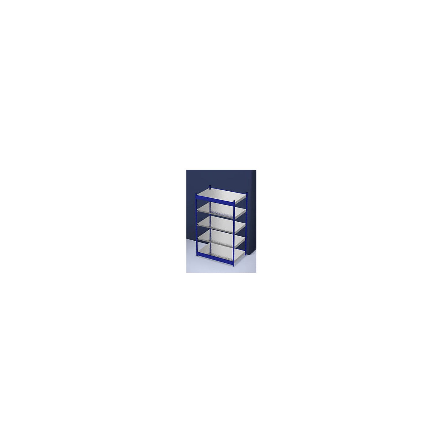 Stable boltless shelf unit, single sided, shelf unit height 2000 mm, blue / zinc-plated, shelf width 1325 mm, basic shelf unit, width x depth 1325 x 800 mm.