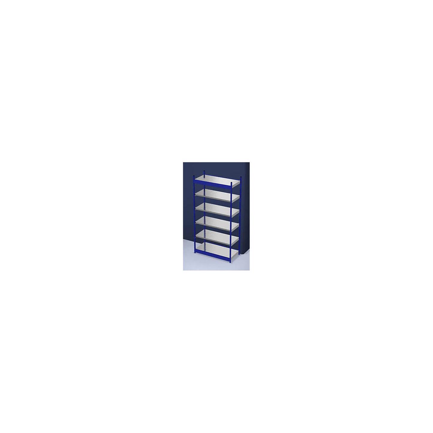 Stable boltless shelf unit, single sided, shelf unit height 2500 mm, blue / zinc-plated, shelf width 1325 mm, basic shelf unit, width x depth 1325 x 600 mm.