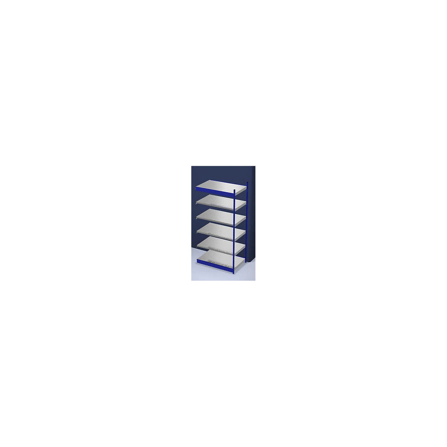 Stable boltless shelf unit, single sided, shelf unit height 2500 mm, blue / zinc-plated, shelf width 1325 mm, extension shelf unit, width x depth 1325 x 800 mm.