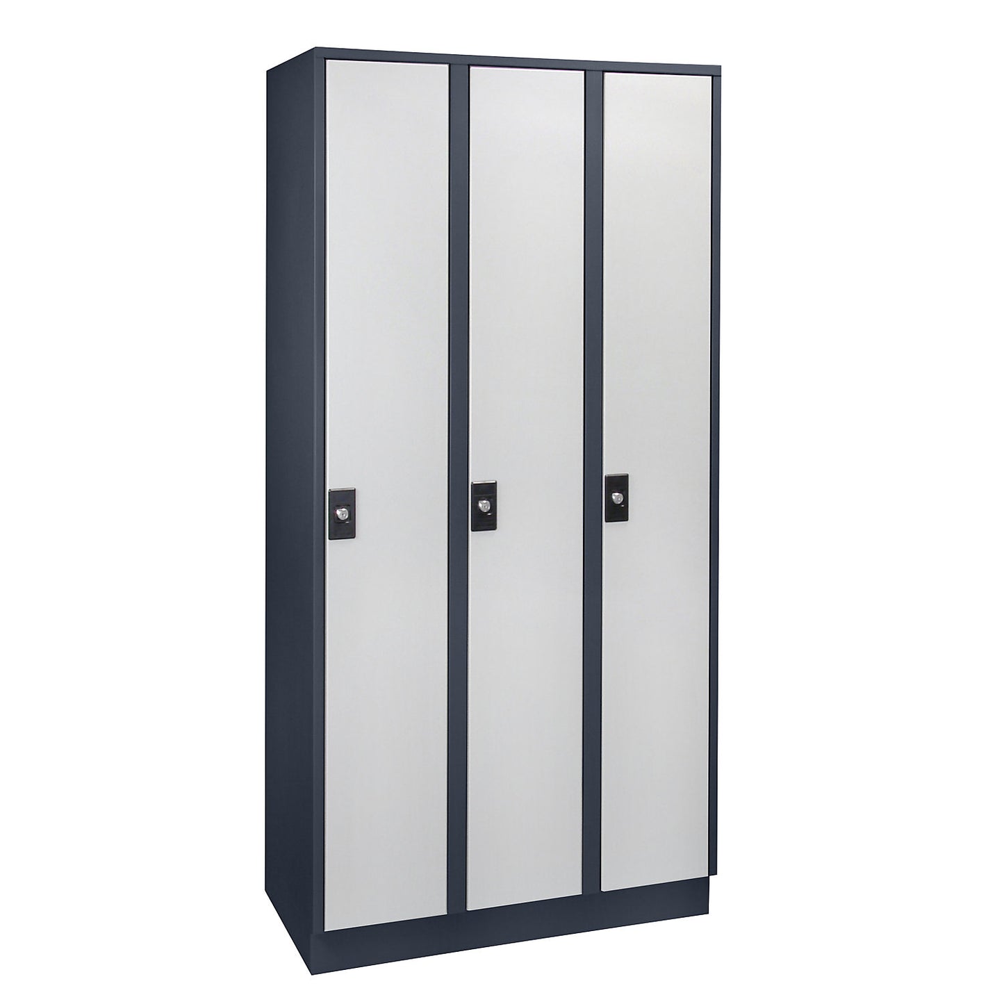 Stuttgart locker, 3 compartments, W 900 mm, charcoal / light grey.
