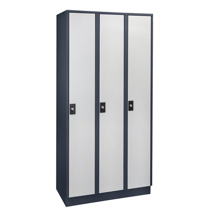 Stuttgart locker, 3 compartments, W 900 mm, charcoal / light grey.