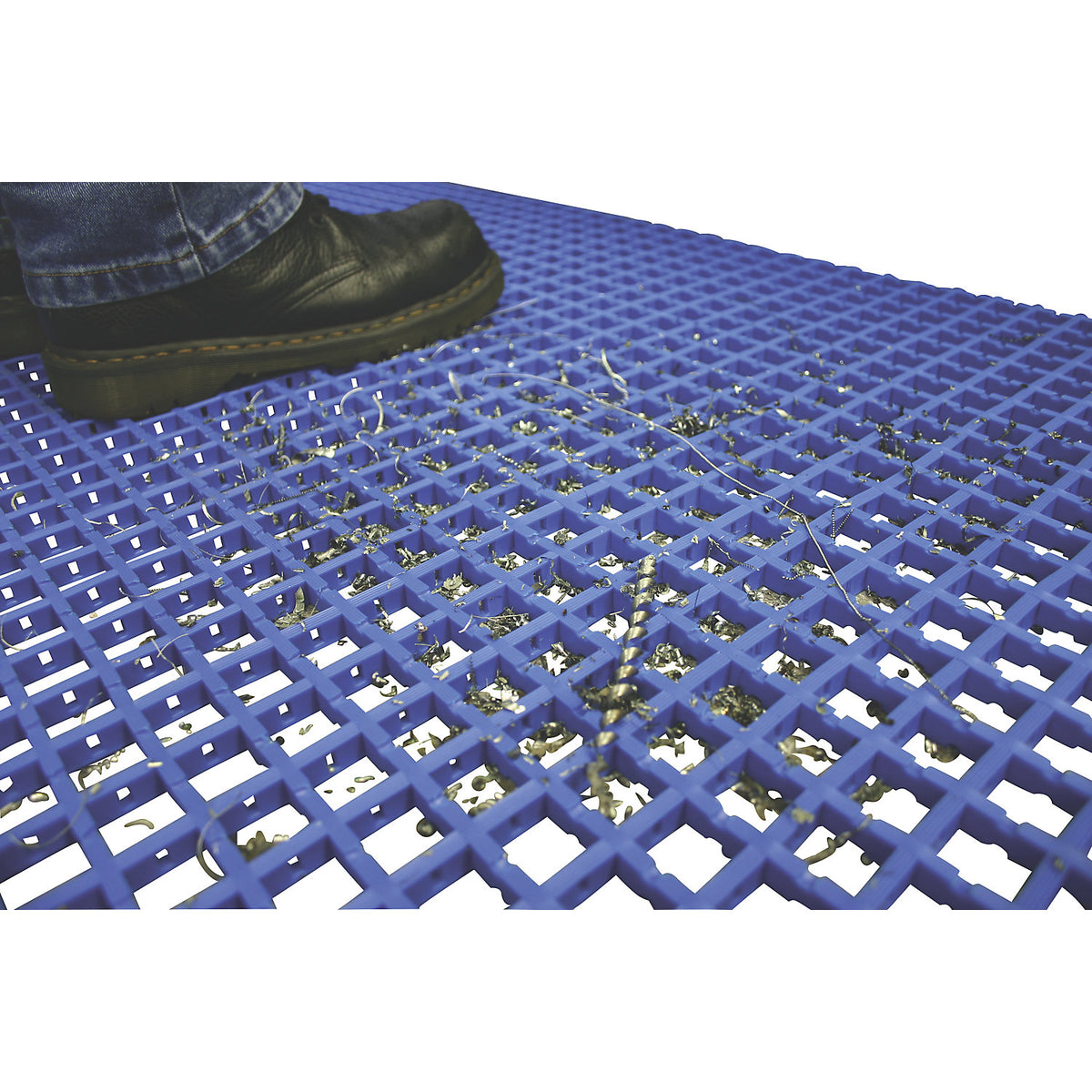 Vinyl anti-fatigue matting COBAmat®, single weave, per m, mesh size 22 x 22 mm, blue.