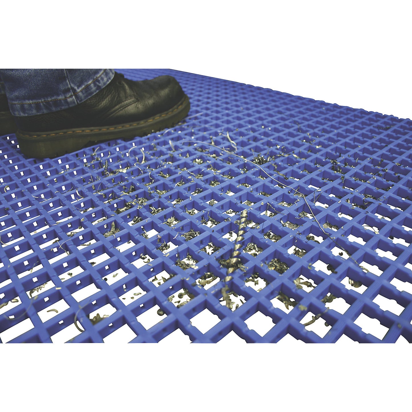 Vinyl anti-fatigue matting COBAmat®, single weave, per m, mesh size 22 x 22 mm, blue.