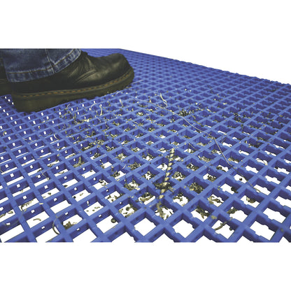 Vinyl anti-fatigue matting COBAmat®, single weave, per m, mesh size 22 x 22 mm, blue.