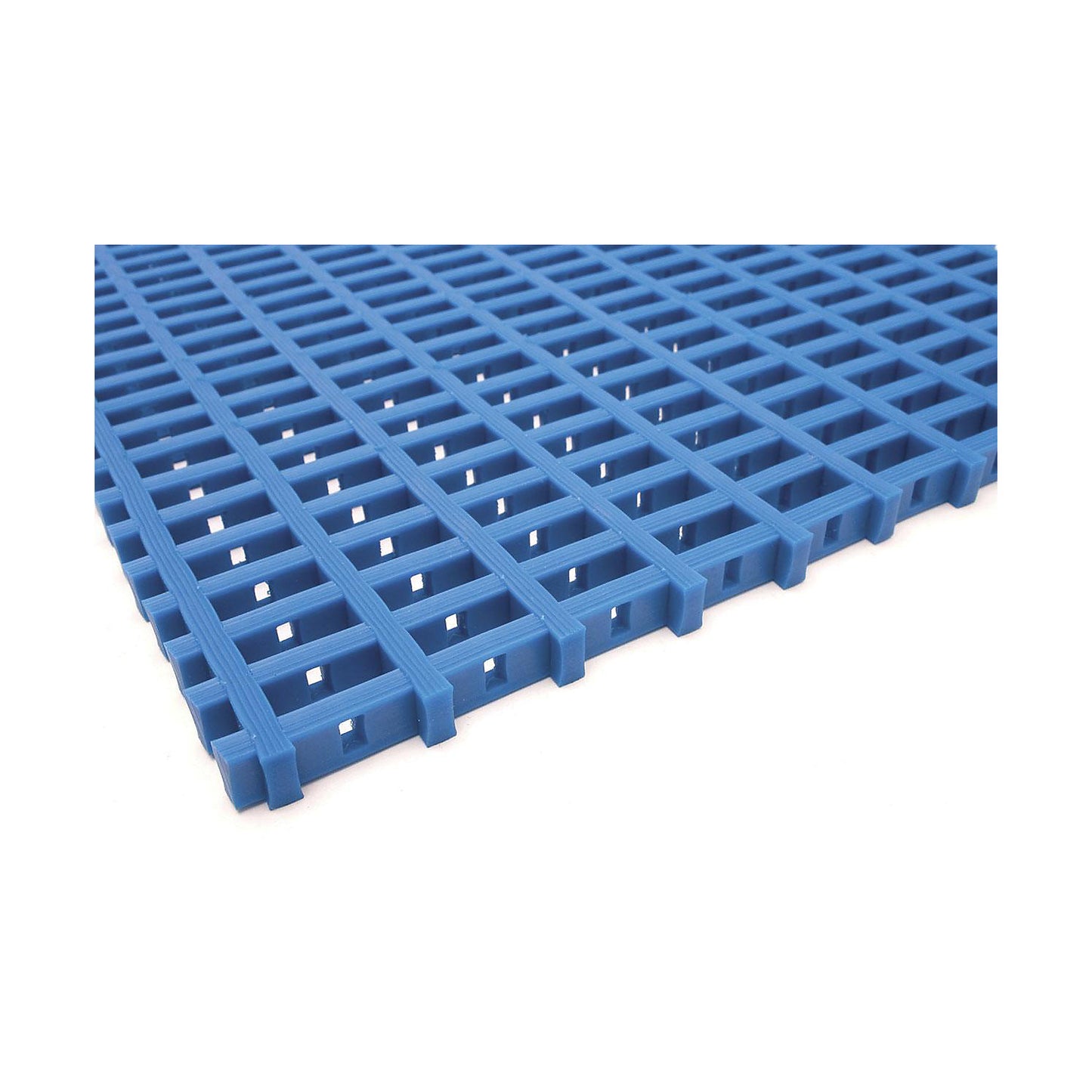 Vinyl anti-fatigue matting COBAmat®, double weave, per m, mesh size 10 x 22 mm, blue.