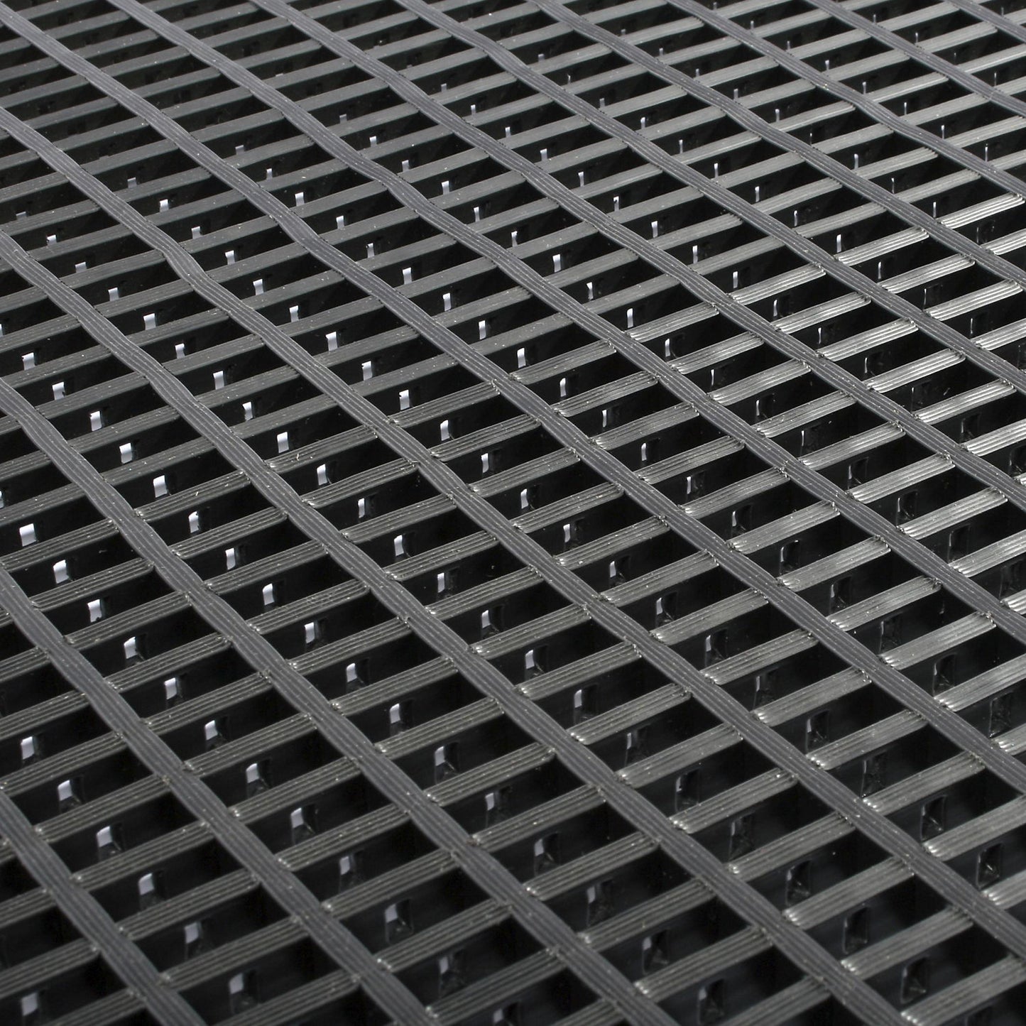 Vinyl anti-fatigue matting COBAmat®, double weave, per m, mesh size 10 x 22 mm, black.