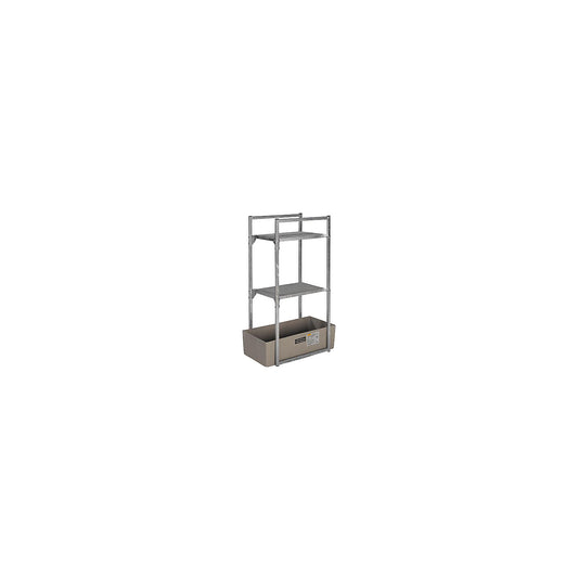 Drum and small container shelf unit, with GRP sump tray for 65 l, 2 mesh grid shelves.