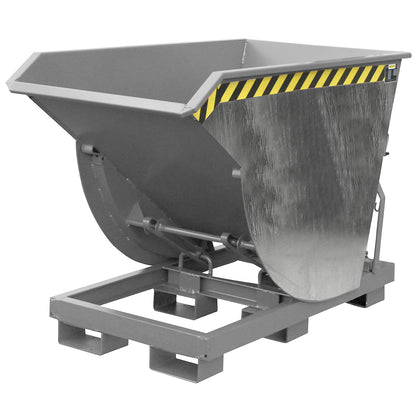 Tilting skip, narrow version, capacity 0.75 m³, max. load 3000 kg, hot dip galvanised in accordance with EN ISO 1461.