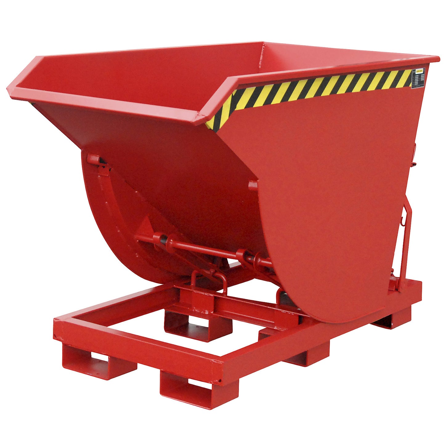 Tilting skip, narrow version, capacity 0.75 m³, max. load 3000 kg, red RAL 3000.