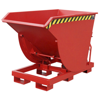 Tilting skip, narrow version, capacity 0.75 m³, max. load 3000 kg, red RAL 3000.