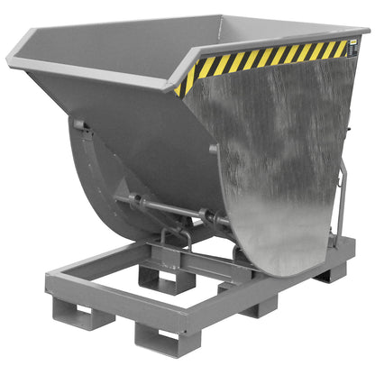 Tilting skip, narrow version, capacity 1.0 m³, max. load 3000 kg, hot dip galvanised in accordance with EN ISO 1461.