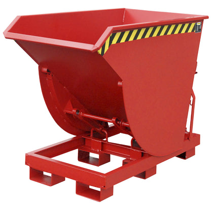 Tilting skip, narrow version, capacity 1.0 m³, max. load 3000 kg, red RAL 3000.
