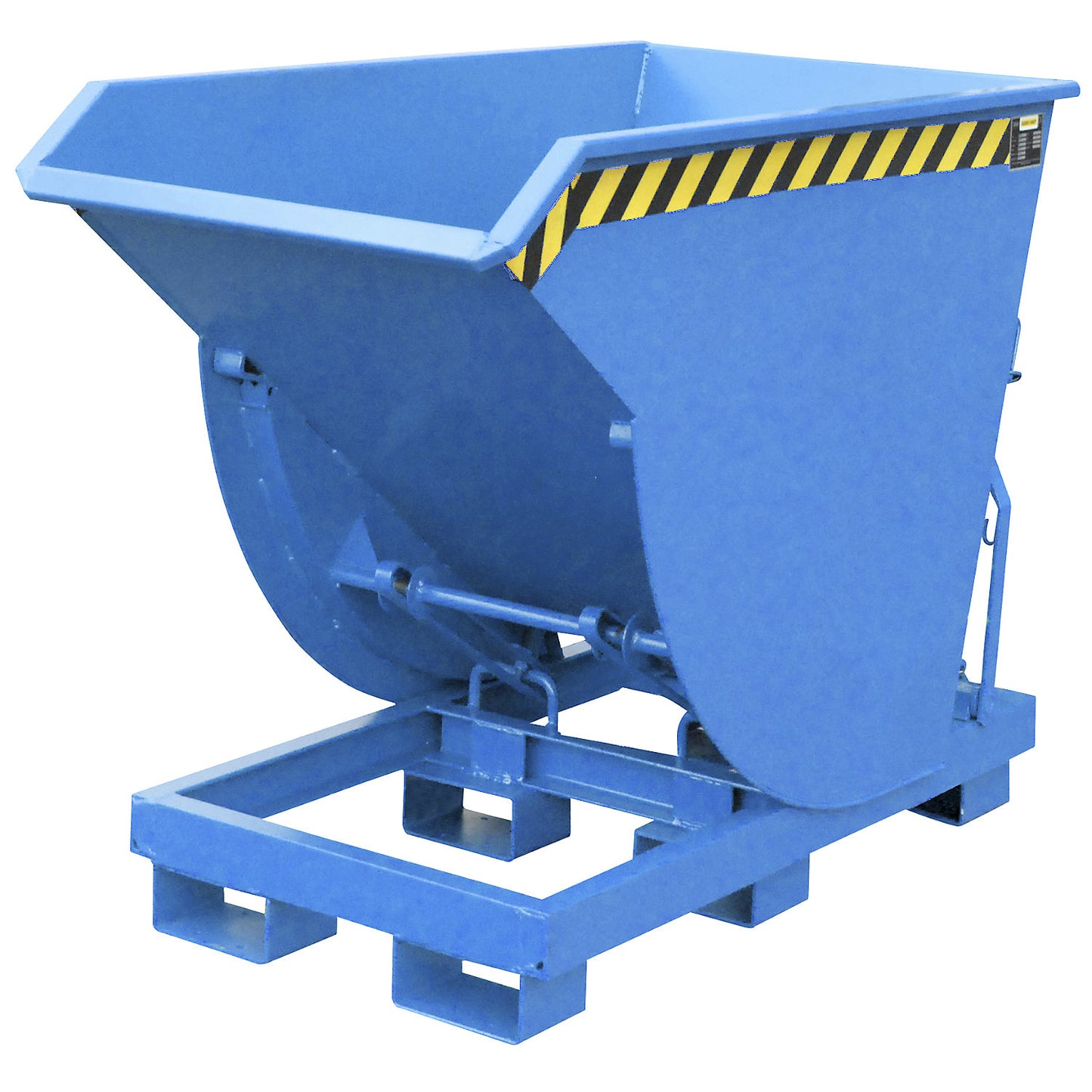 Tilting skip, narrow version, capacity 1.0 m³, max. load 3000 kg, light blue RAL 5012.