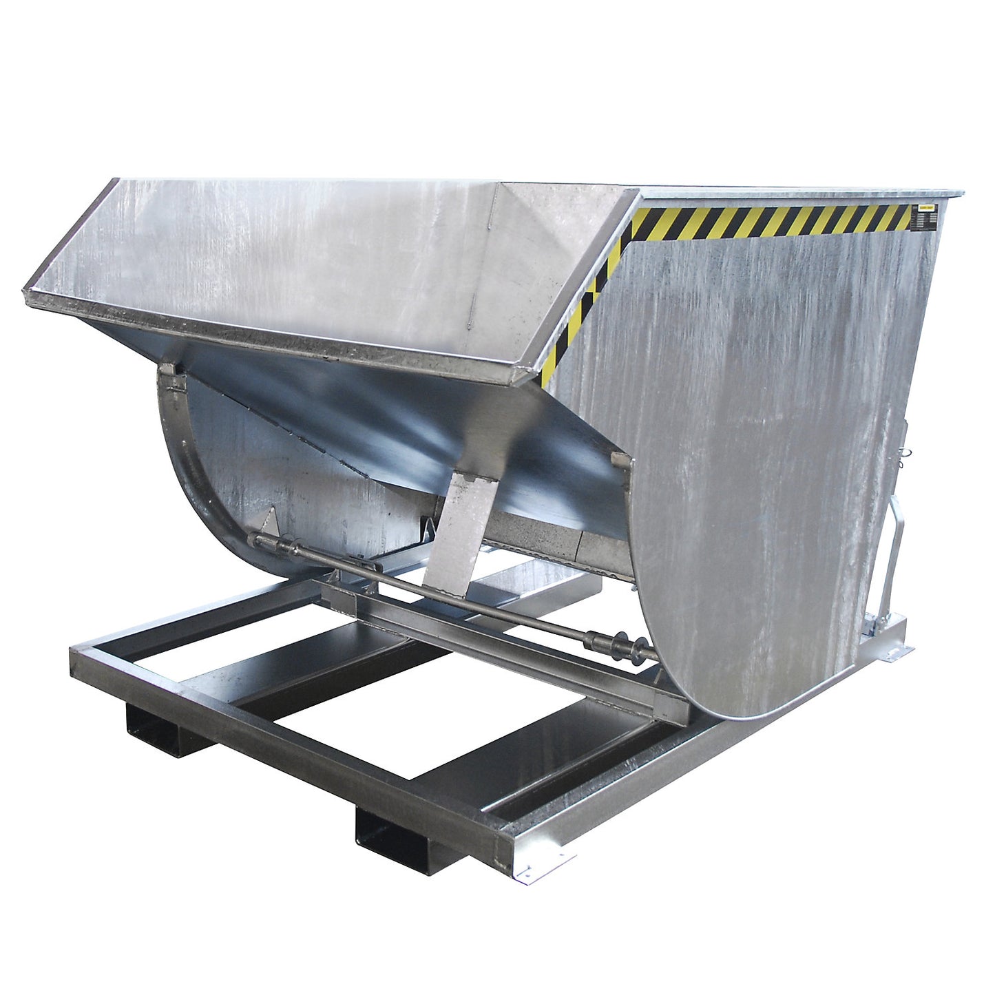 Tilting skip, narrow version, capacity 1.5 m³, max. load 3000 kg, hot dip galvanised in accordance with EN ISO 1461.
