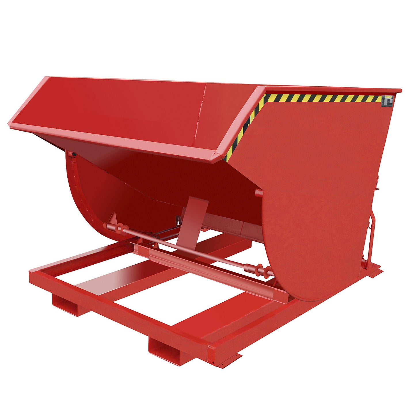 Tilting skip, narrow version, capacity 1.5 m³, max. load 3000 kg, red RAL 3000.