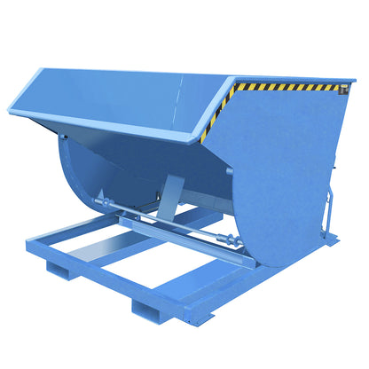 Tilting skip, narrow version, capacity 1.5 m³, max. load 3000 kg, light blue RAL 5012.
