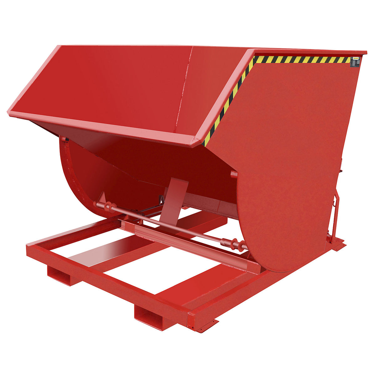 Tilting skip, narrow version, capacity 2.0 m³, max. load 3000 kg, red RAL 3000.