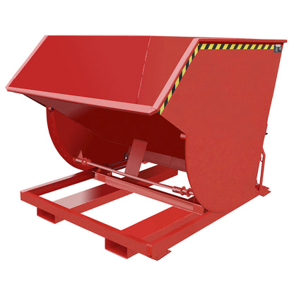 Tilting skip, narrow version, capacity 2.0 m³, max. load 3000 kg, red RAL 3000.