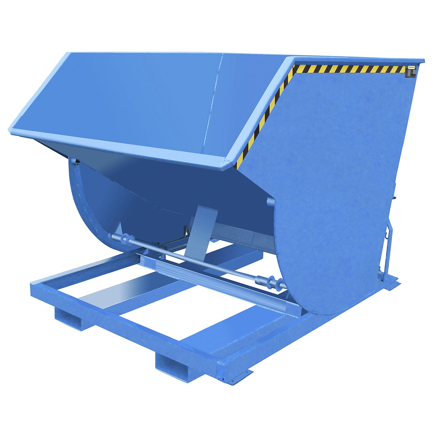Tilting skip, narrow version, capacity 2.0 m³, max. load 3000 kg, light blue RAL 5012.