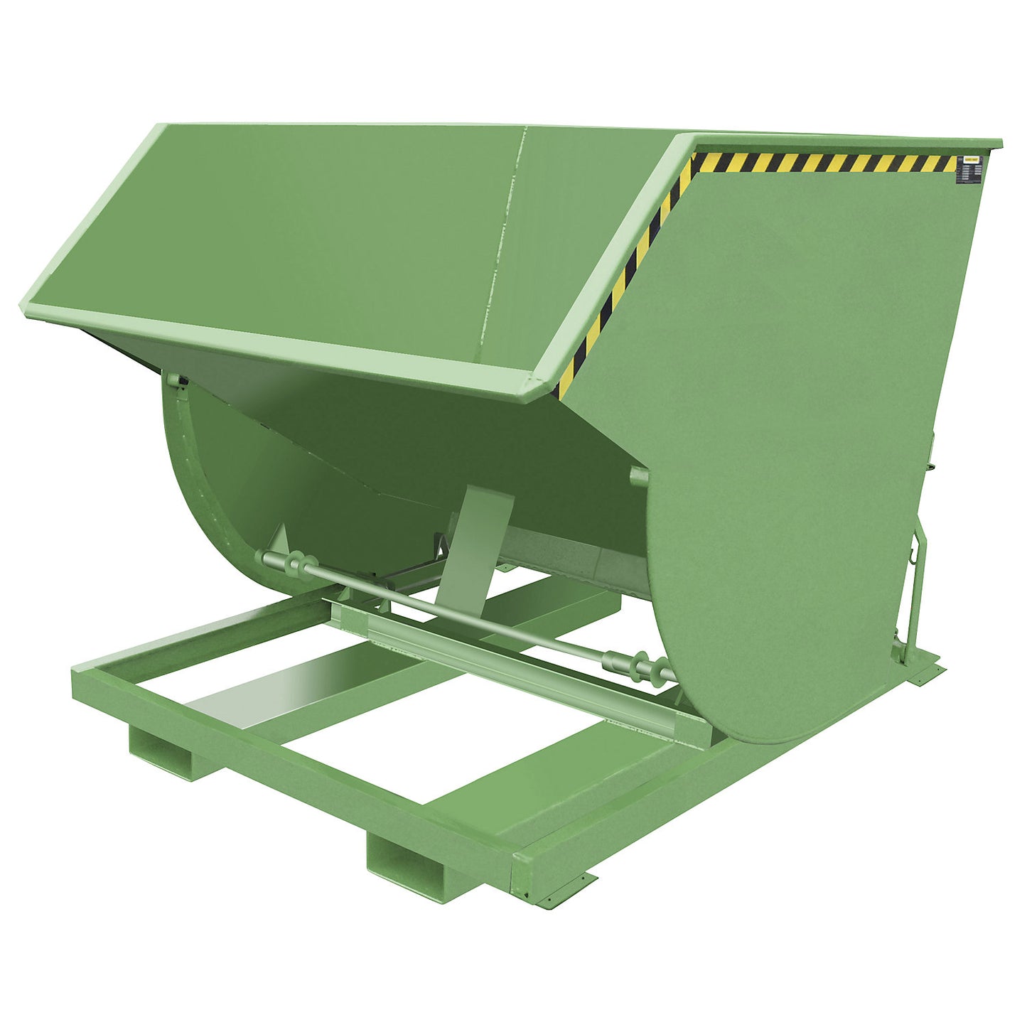 Tilting skip, narrow version, capacity 2.0 m³, max. load 3000 kg, reseda green RAL 6011.