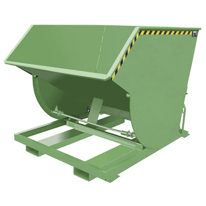 Tilting skip, narrow version, capacity 2.0 m³, max. load 3000 kg, reseda green RAL 6011.